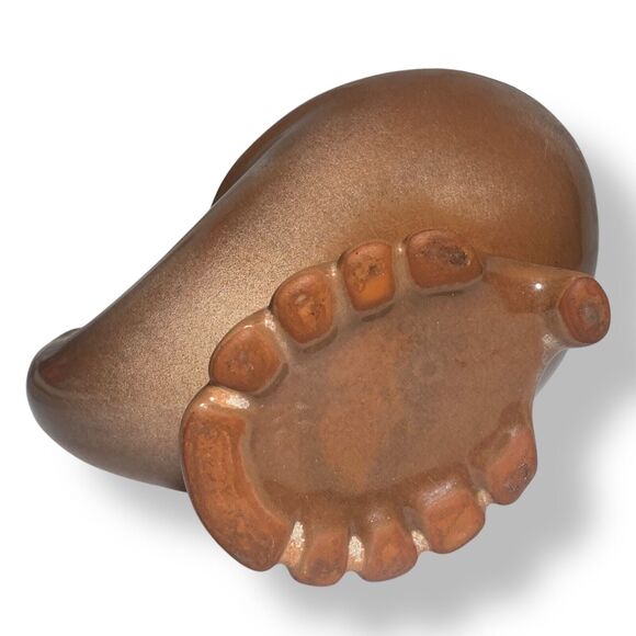 Frankoma Pottery Cornucopia Horn Of Plenty Brown Footed Candy Bowl Planter 575 - Picture 6 of 10